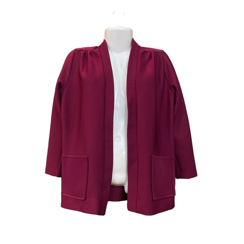 Hedy Knits Women's Burgundy Thick Knit Shawl Collar Sweater Cardigan | Size M